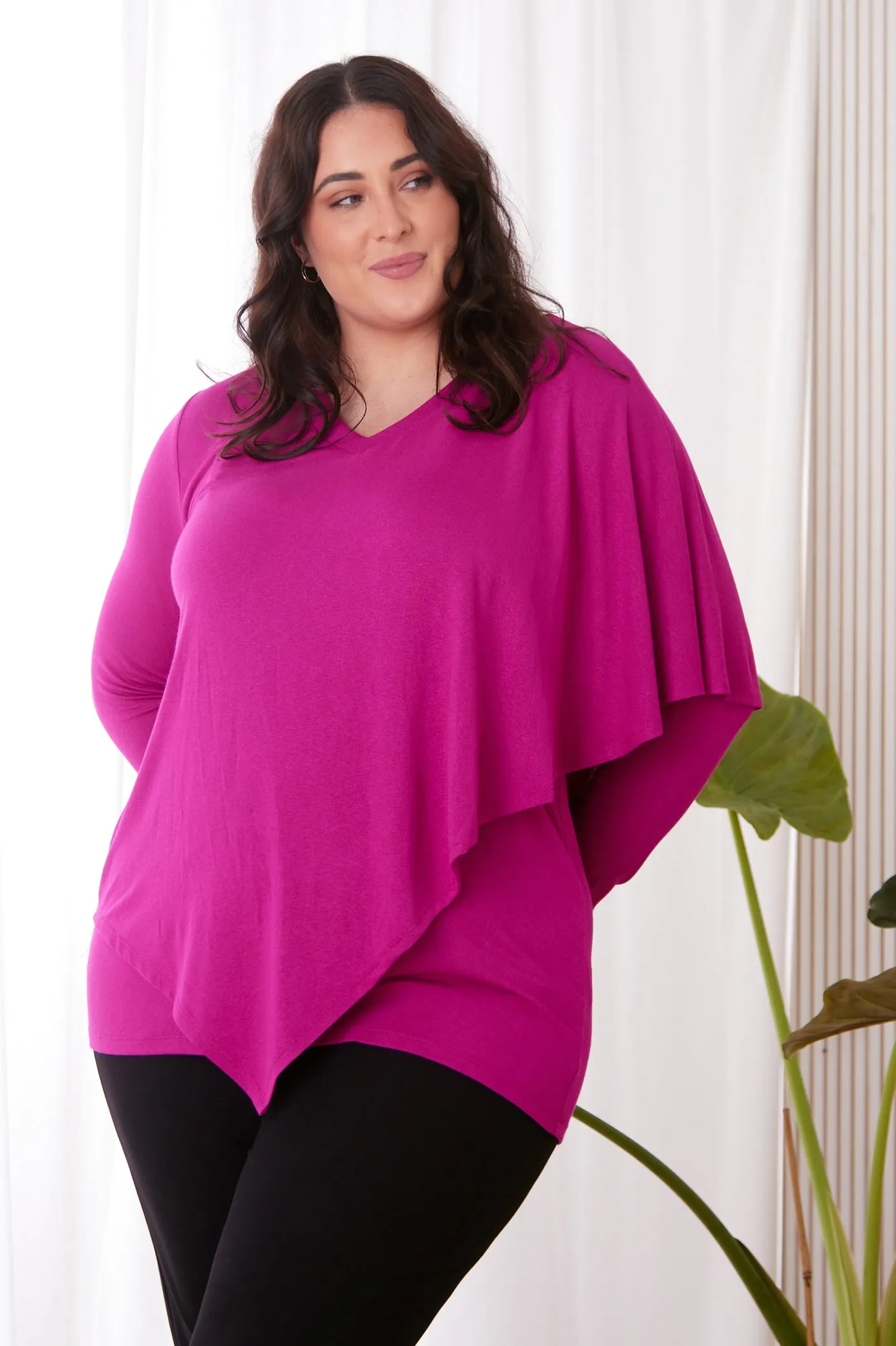 Tahiya Cape Top - Magenta