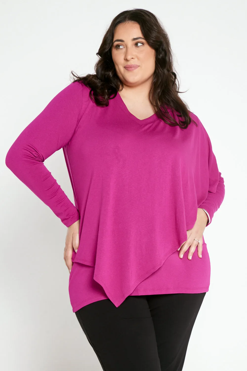 Tahiya Cape Top - Magenta