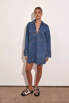 Tara Mini Long-Sleeve Dress (Denim)