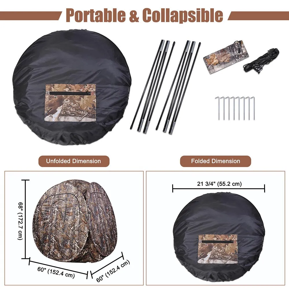 TheLAShop 2-Person Pop Up Hunting Blind Tent Camo w/ Carrying Bag