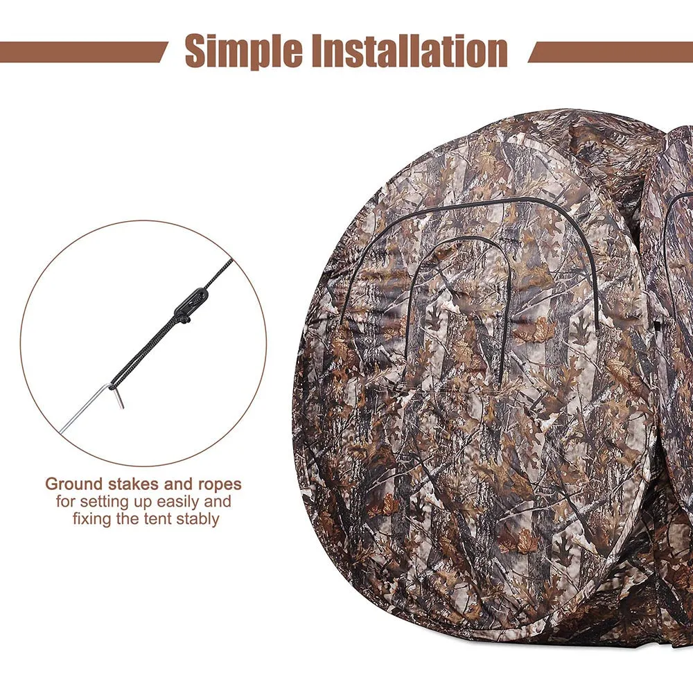 TheLAShop 2-Person Pop Up Hunting Blind Tent Camo w/ Carrying Bag