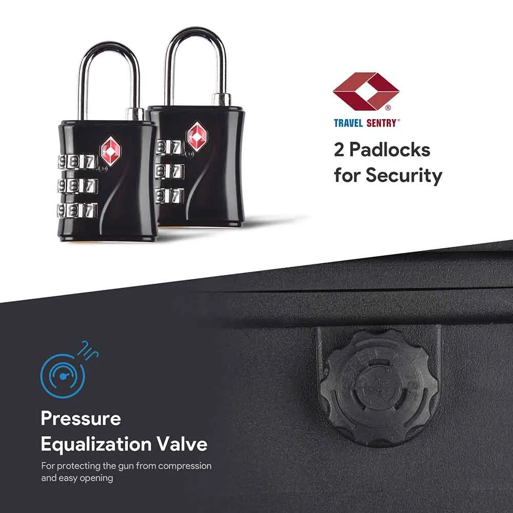 TheLAShop Locking Rifle Case TSA Padlocks with Wheels IP67 53x16x6