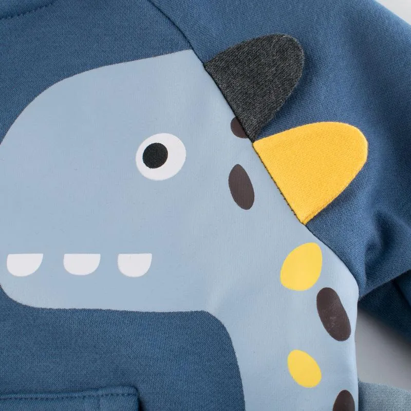 Toddler Boy's Blue Dinosaur Print Coat