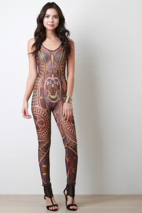 Tribal Print Semi-Sheer Mesh Sublime Jumpsuit