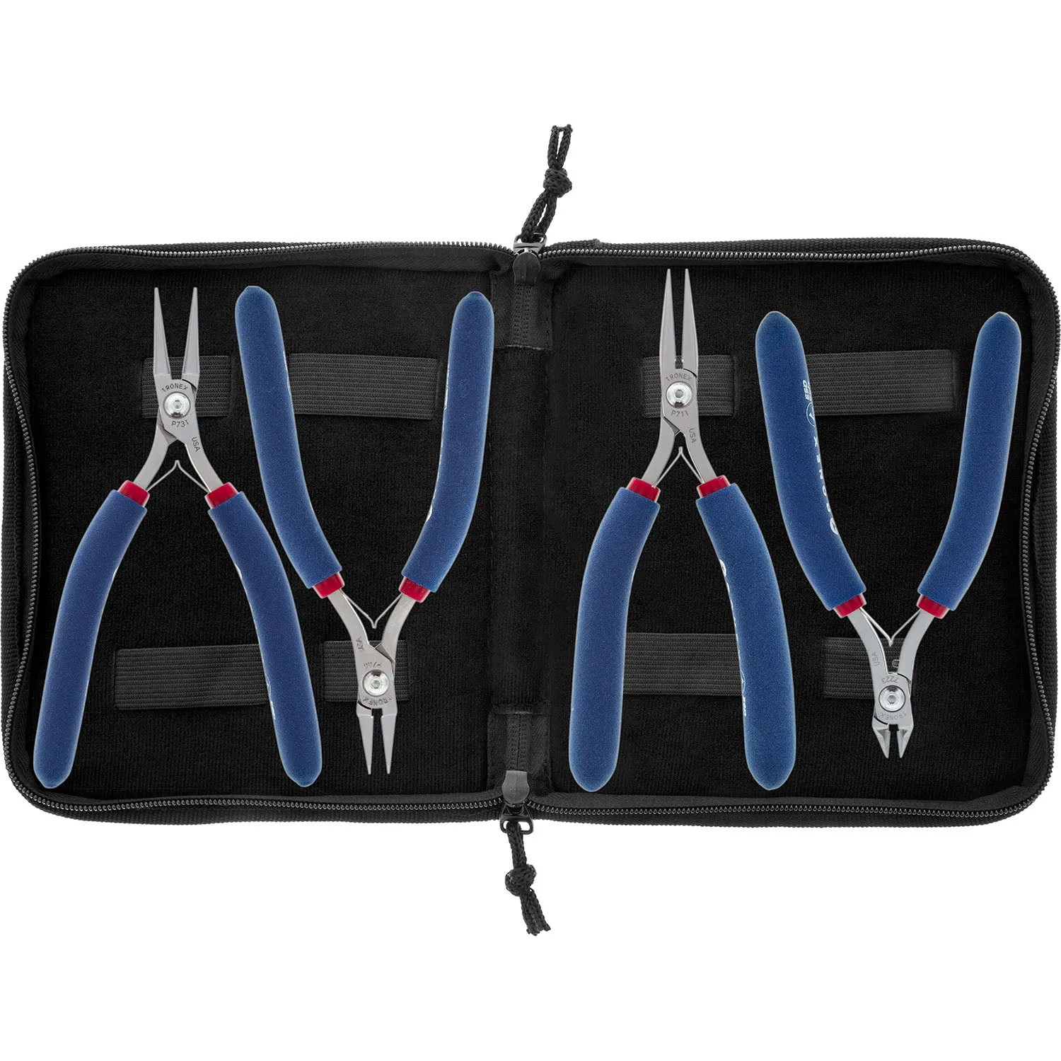 Tronex General Purpose Pliers & Cutter Set, Long Jaw In Case (Long Ergonomic Handles)