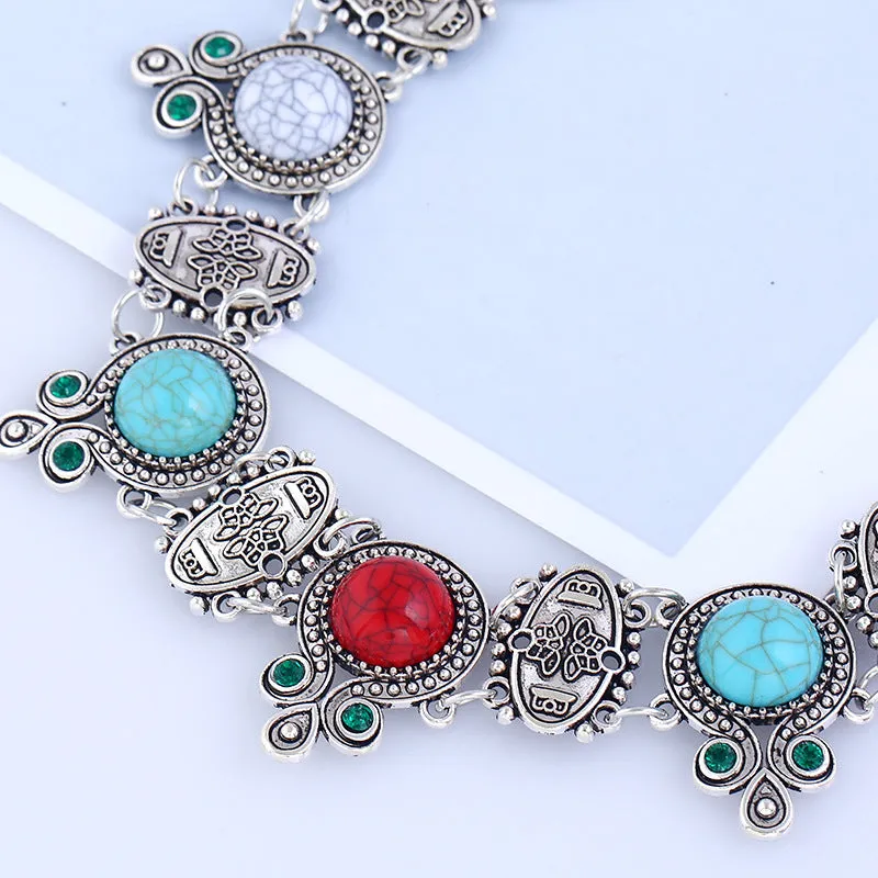 Turquoise Bead Short Necklace Choker Women's Jewelry