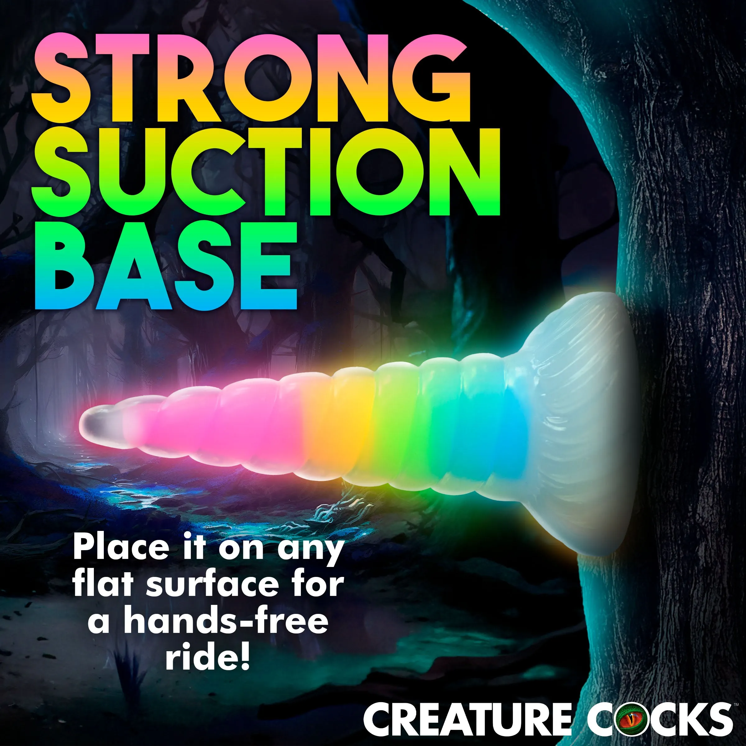 Uni-Glow Glow-In-The-Dark Rainbow Silicone Dildo