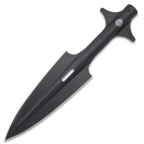 UNITED CUTLERY Colombian Colossal Spearhead with Sheath -Black Oxide Coated High Carbon Steel Spearhead, Fits Any Standard 1 1/8” Shaft, Nylon Belt Sheath - Survival Gear Necessity - 11” Overall