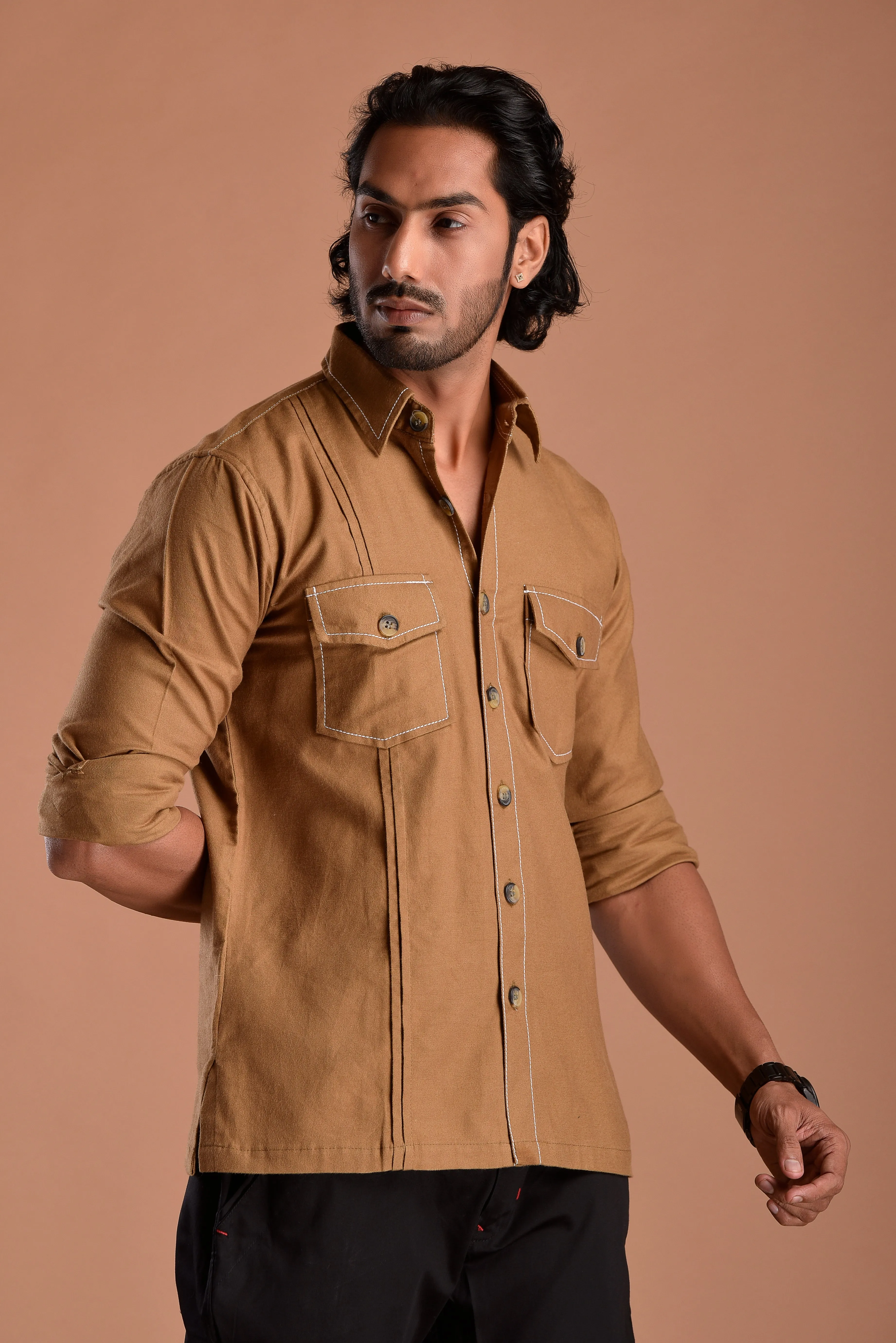 Urban Camel Brown Hunting Style Shirt