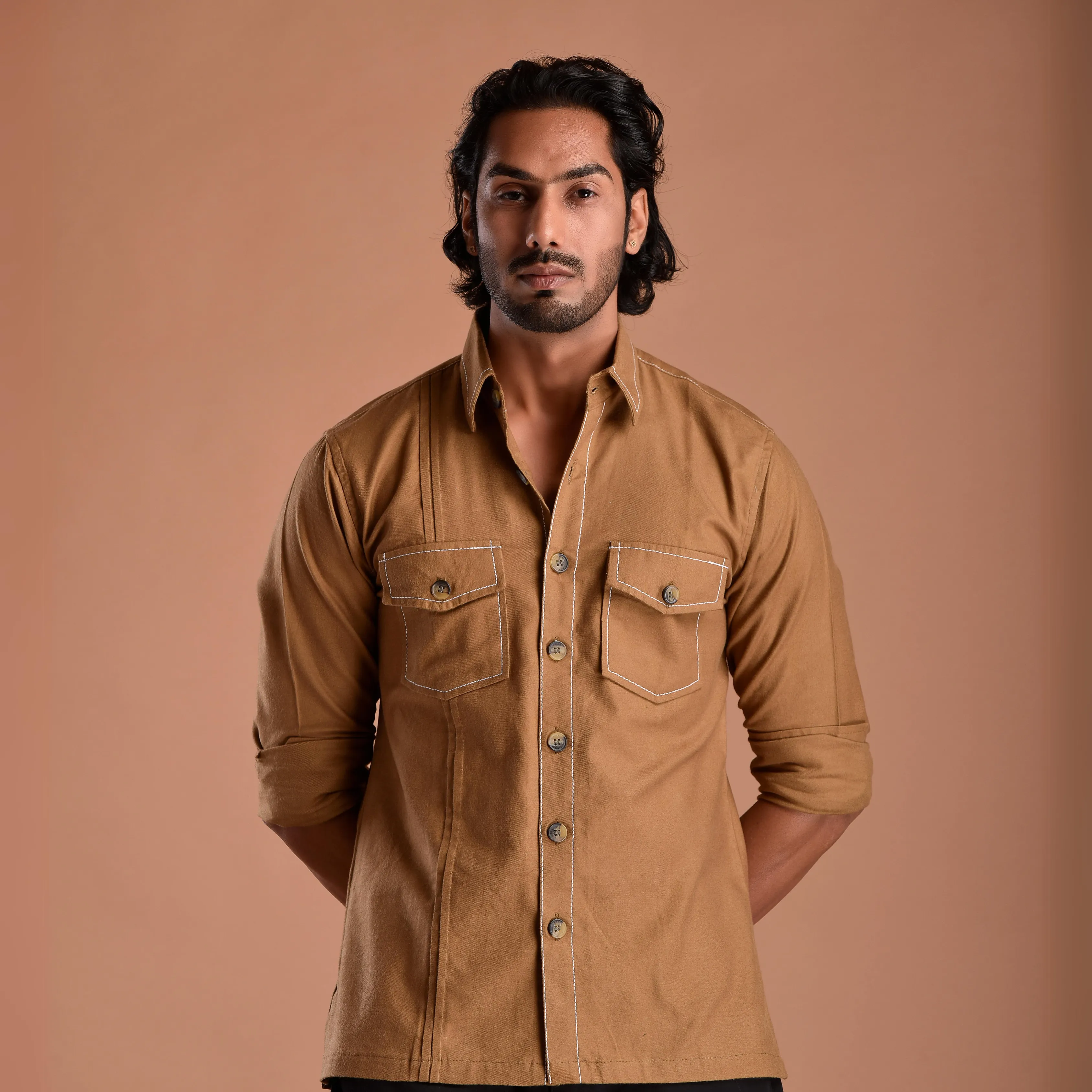 Urban Camel Brown Hunting Style Shirt