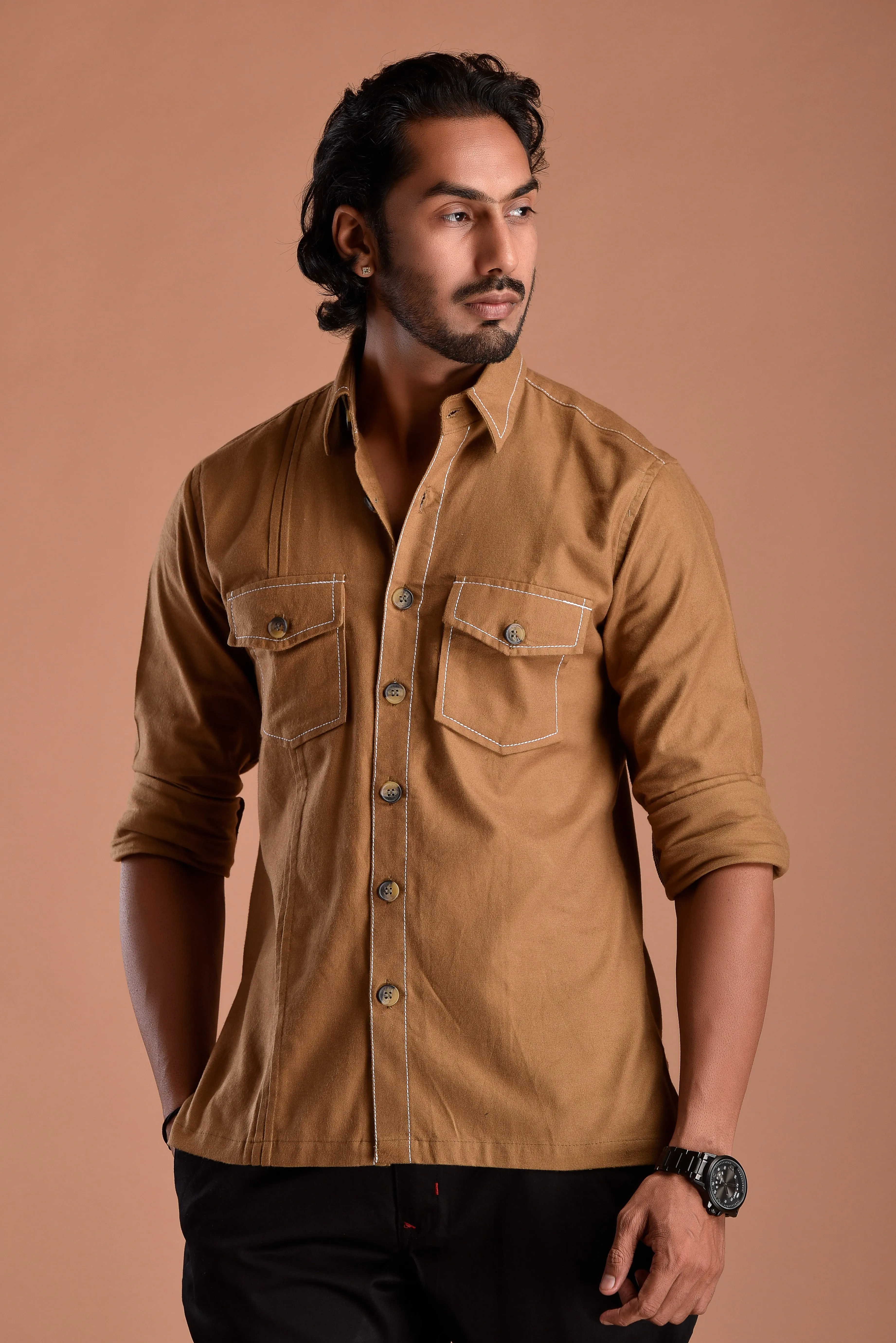 Urban Camel Brown Hunting Style Shirt