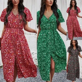 Women's Retro Floral Long Dress