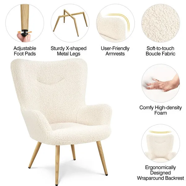 Yaheetech Boucle Accent Chair