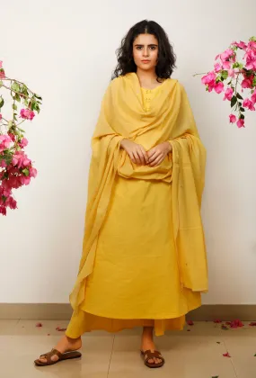 Yellow embroidered Kota Dupatta