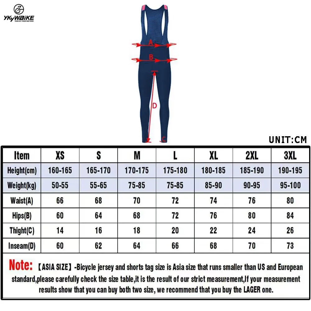 YKYW Men's Pro Tight Cycling Bib Long Pants 8H Ride Winter 10-20℃ Thermal fleece Reflective