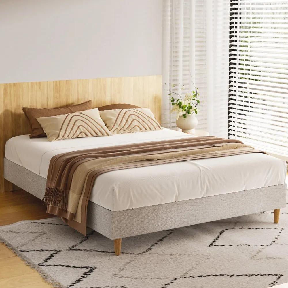 Zora Double Bed Frame Base Beige